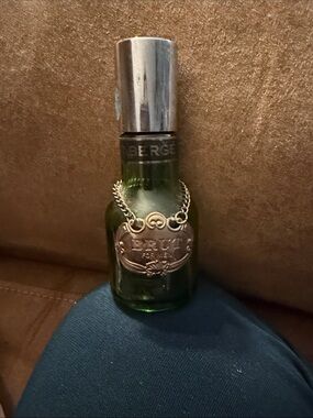 Faberge Green Glass Bottle with Silver-Tone Cap and Medallion